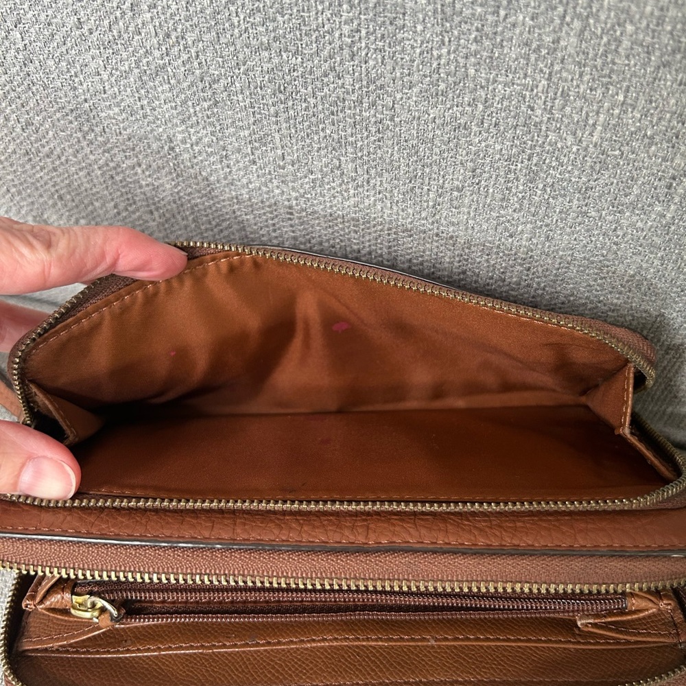Coach Brown Pebbled Leather Wristlet Clutch - Picture 6 of 15